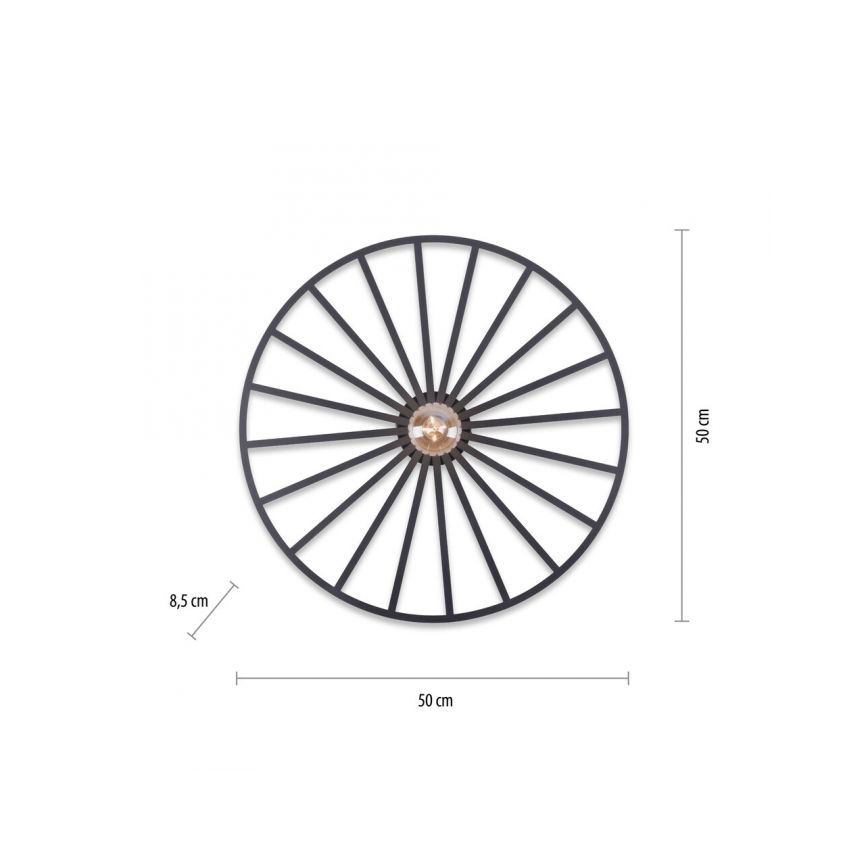 JUST LIGHT. 15636-18 - Iluminação de teto SPIKE 1xE27/40W/230V diâmetro 50 cm preto