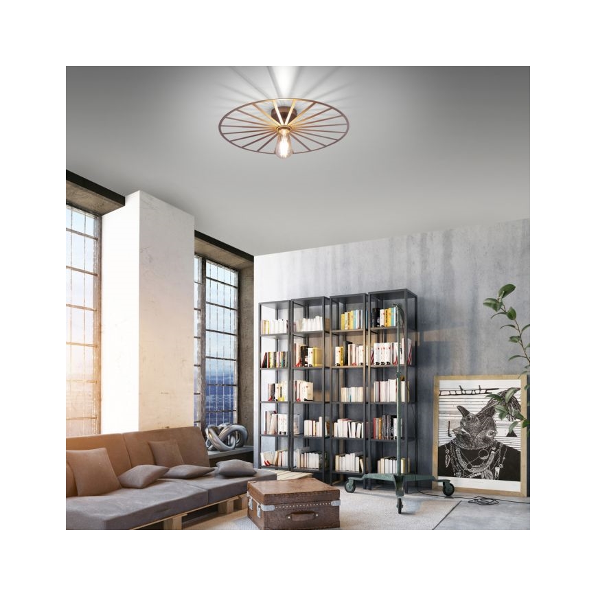 JUST LIGHT. 15636-60 - Iluminação de teto SPIKE 1xE27/40W/230V diâmetro 50 cm latão