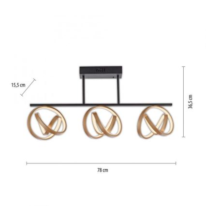 JUST LIGHT. 6245-18 - Candeeiro integrado LED com regulação LOOP 3xLED/11W/230V 2700-5000K + comando