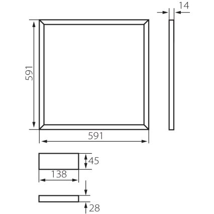 Armação LED embutida AVAR LED/40W/230V 6000K 59x59 cm