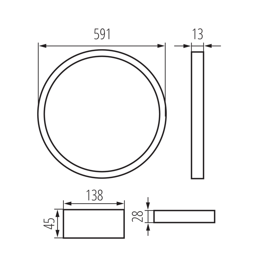 Moldura de teto embutido LED AVAR LED/40W/230V 4000K diâmetro 59 cm