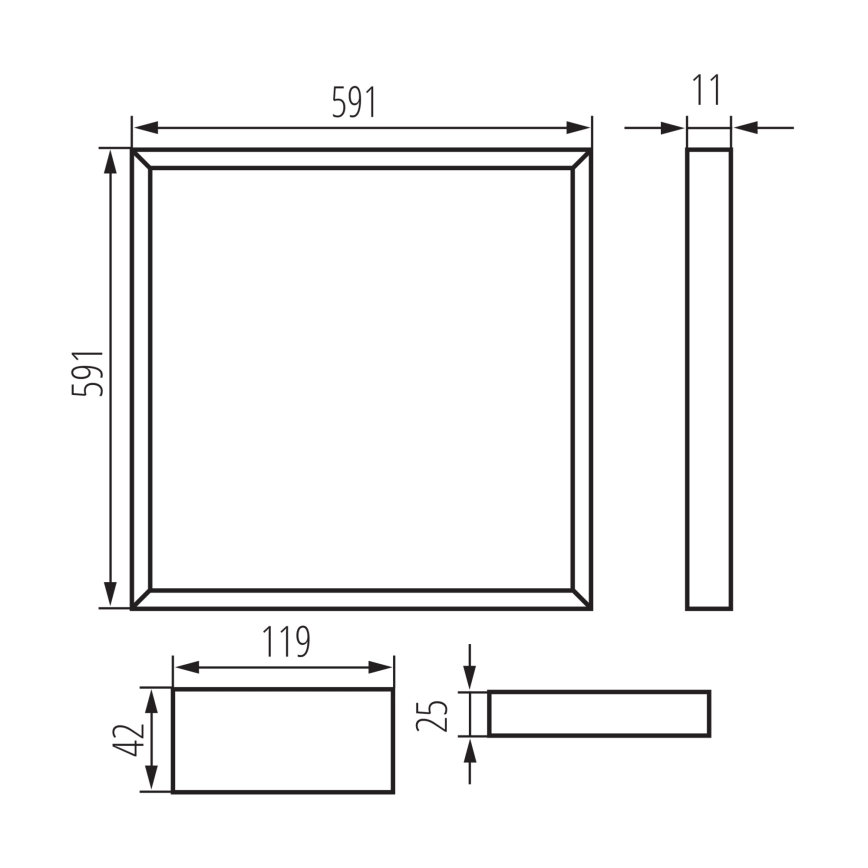 Moldura para instalação em tecto rebaixado AVAR LED/32W/230V 4000K 59x59 cm