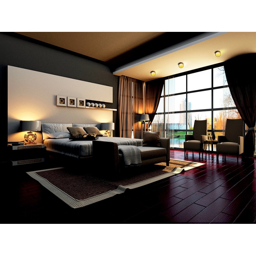 Foco de encastrar SPAG GU10/35W preto/dourado