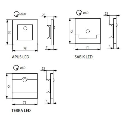 Candeeiro LED para escadas com sensor LED/0,8W/12V 3000K