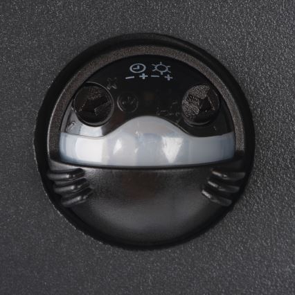 Candeeiro de parede exterior REKA LED com sensor de movimento e crepúsculo, 7W, 230V, IP54, antracite, redondo