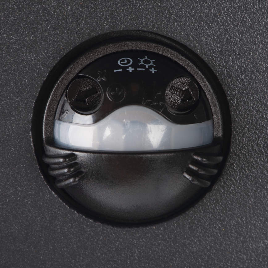 Candeeiro de parede exterior REKA LED com sensor de movimento e crepúsculo, 7W, 230V, IP54, antracite, redondo