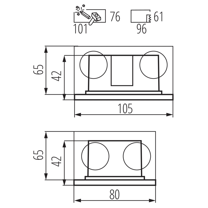 LED Luz embutida GLASI LED/3W/230V 3000K IP44 branco