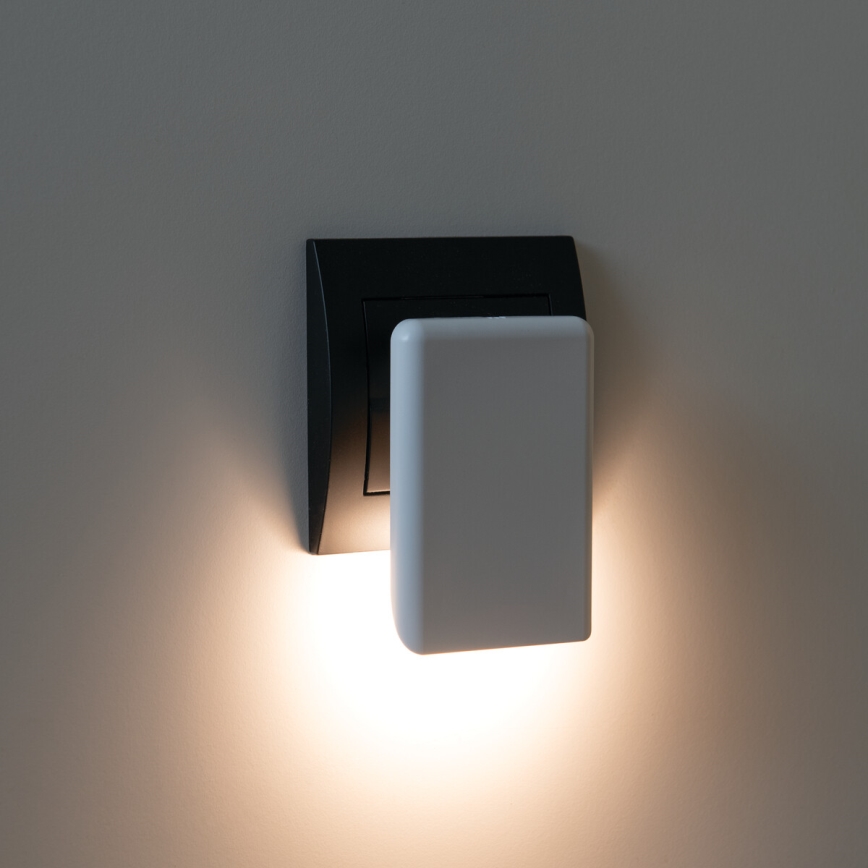 Luz noturna LED com sensor crepuscular para tomada ORISA LED/0,28W/230V branca