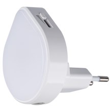 Kanlux 37396 - Luz de orientação LED regulável com sensor de anoitecer para uma tomada ULOV LED/0,5W/230V branco