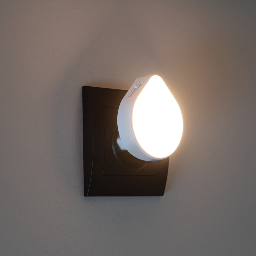 Luminária orientadora LED regulável com sensor crepuscular para tomada ULOV LED/0,5W/230V branca