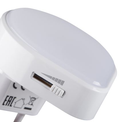 Luminária orientadora LED regulável com sensor crepuscular para tomada ULOV LED/0,5W/230V branca