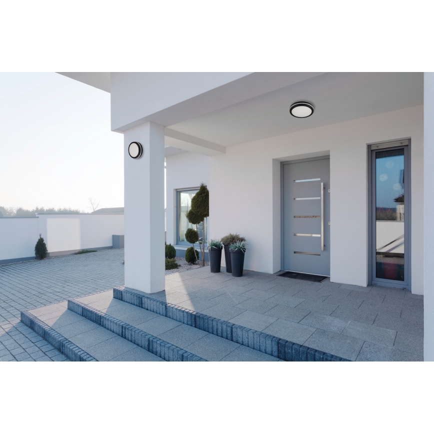 Iluminação de teto exterior LED BENO E LED/12W/230V 3000/4000/6500K diâmetro 20 cm IP65 preto