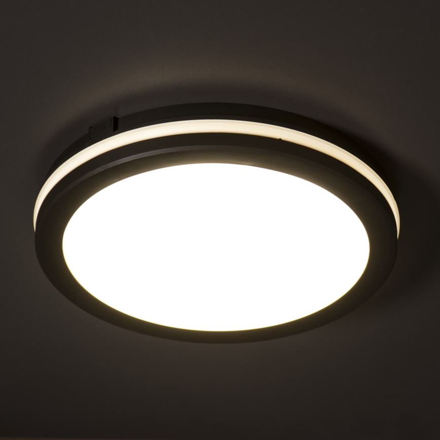 Iluminação de teto exterior LED BENO E LED/12W/230V 3000/4000/6500K diâmetro 20 cm IP65 preto