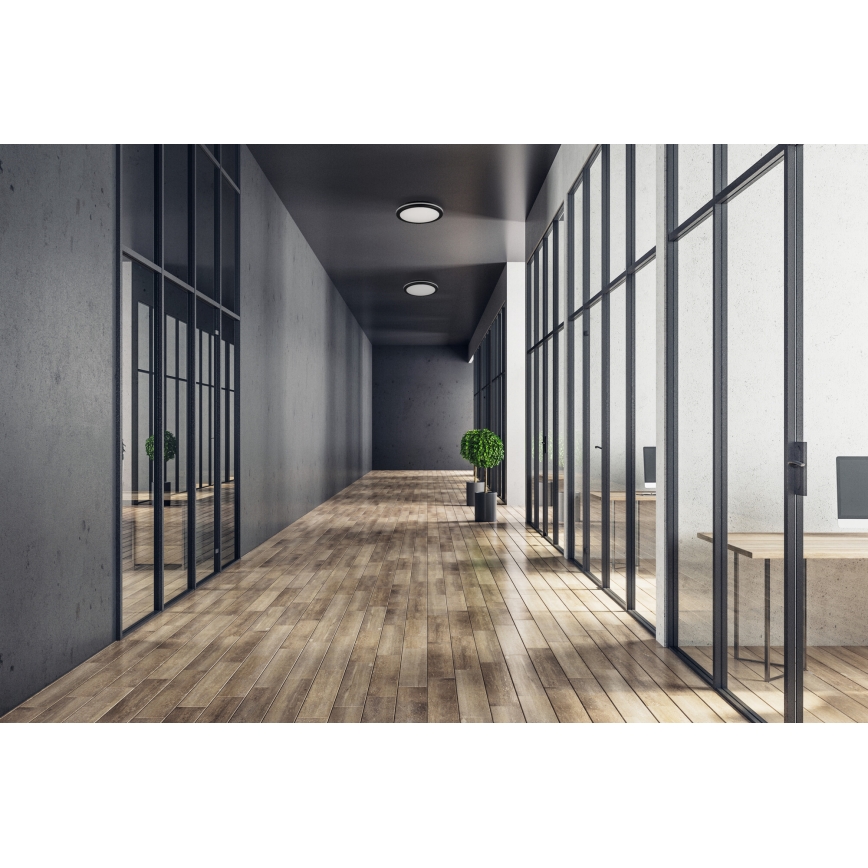 Iluminação de teto exterior LED BENO E LED/20W/230V 3000/4000/6500K diâmetro 20 cm IP65 preto