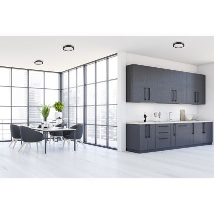 Iluminação de teto exterior LED BENO E LED/20W/230V 3000/4000/6500K diâmetro 20 cm IP65 preto