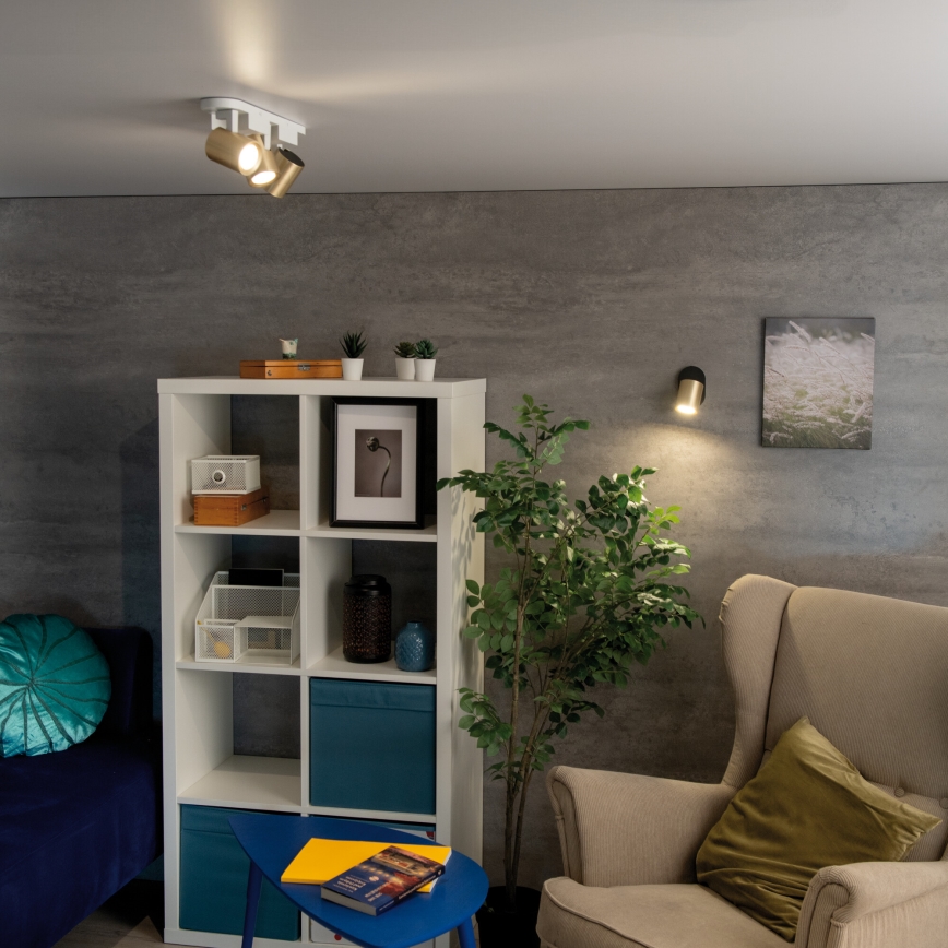 Foco de parede LAURIN 1xGU10/10W/230V latão/preto