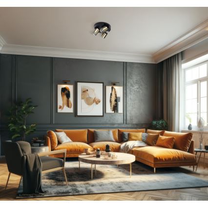 Foco LAURIN 3xGU10/10W/230V latão/preto