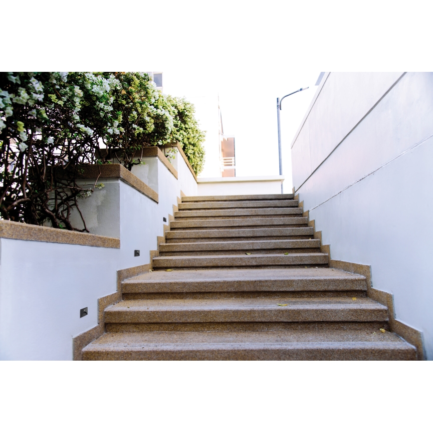 Luminária de escada LED com sensor de movimento e crepuscular EXIN LED/2,5W/230V 3000K IP65 antracite quadrada