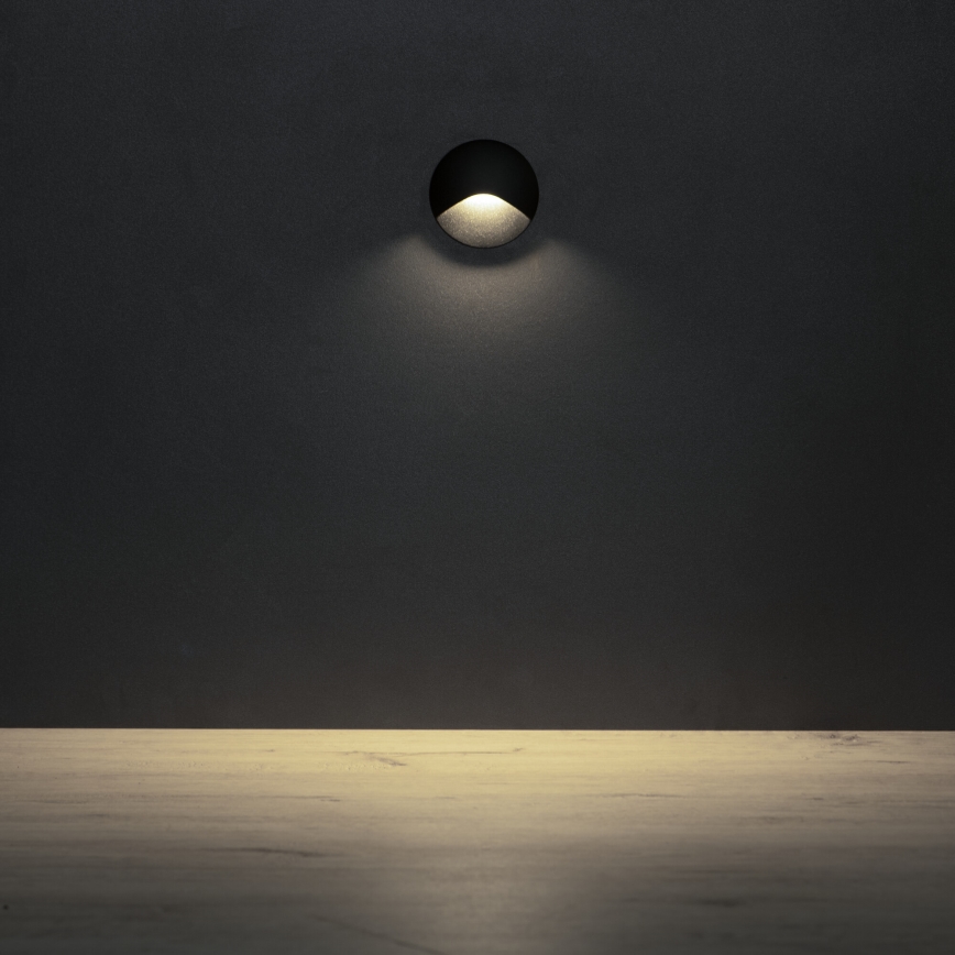 Luminária para escadas EXIN LED/2,5W/230V 4000K IP65 preta redonda