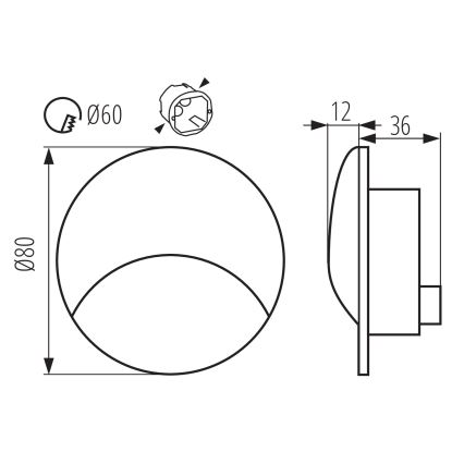 Luminária LED para escadas EXIN LED/2,5W/230V 4000K IP65 antracite redonda