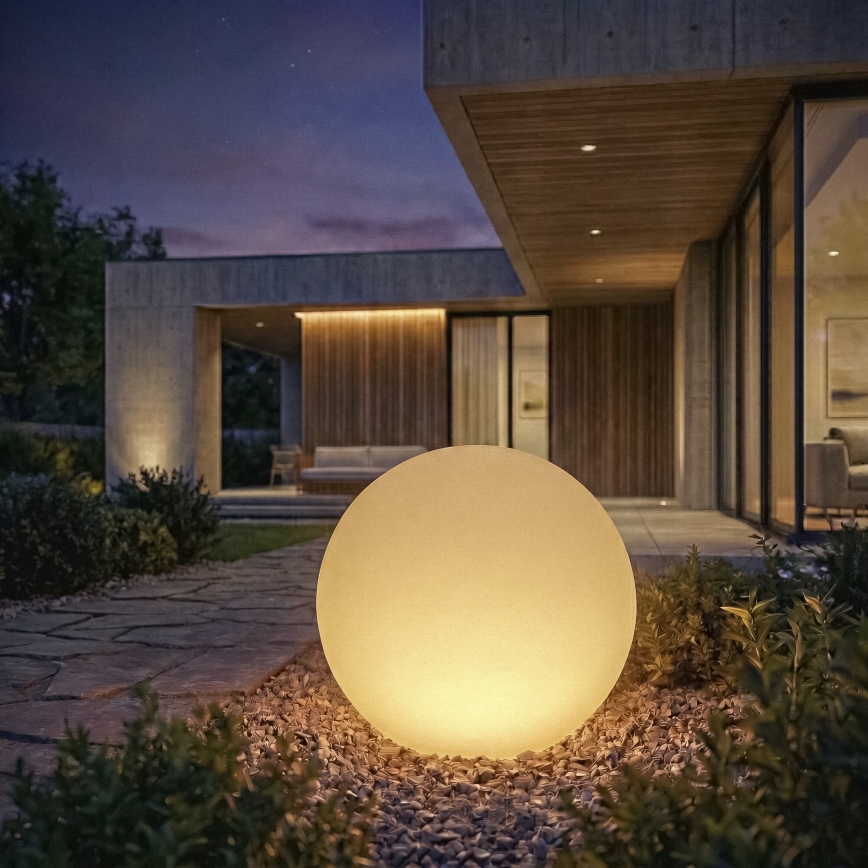 Candeeiro de exterior STONO 1x E27 / 20 W / 230 V, diâmetro 50 cm, IP65, branco