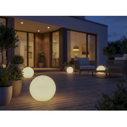 Candeeiro de exterior STONO 1x E27 / 20 W / 230 V, diâmetro 50 cm, IP65, branco