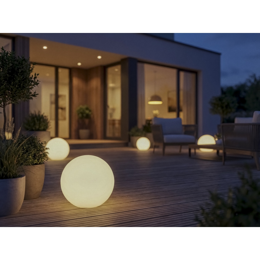 Candeeiro de exterior STONO 1x E27 / 20 W / 230 V, diâmetro 50 cm, IP65, branco
