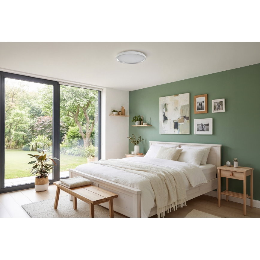 Luminária de teto LED regulável LIXAN LED/47W/230V 3000-6500K Ø 38,6 cm branco/prateado + comando remoto
