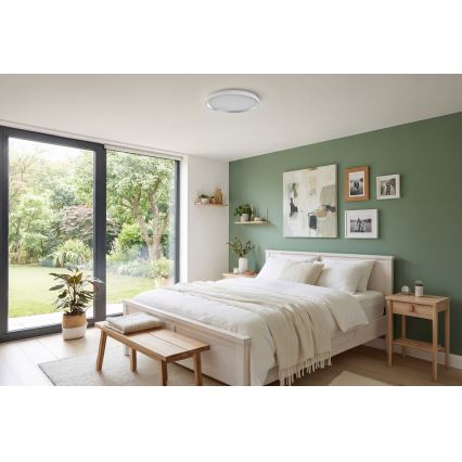 Candeeiro de teto LED dimerizável LIXAN LED/65W/230V 3000-6500K Ø 48,6 cm branco/prateado + comando remoto