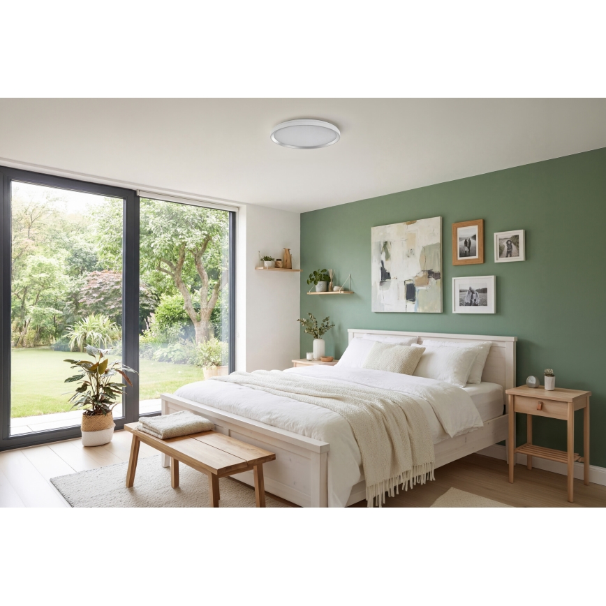 Candeeiro de teto LED dimerizável LIXAN LED/65W/230V 3000-6500K Ø 48,6 cm branco/prateado + comando remoto