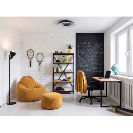 LED RGBW Luminária de teto dimerizável com ventoinha PLAVE PAN LED/48W/230V 3000-6500K Ø 60 cm preta + controlo remoto