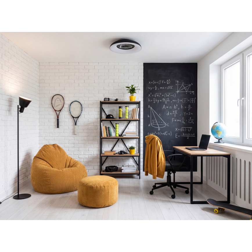 LED RGBW Luminária de teto dimerizável com ventoinha PLAVE PAN LED/48W/230V 3000-6500K Ø 60 cm preta + controlo remoto