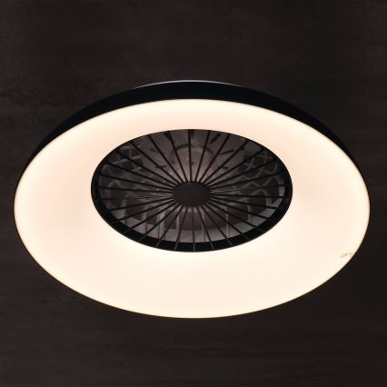LED RGBW Luminária de teto dimerizável com ventoinha PLAVE PAN LED/48W/230V 3000-6500K Ø 60 cm preta + controlo remoto