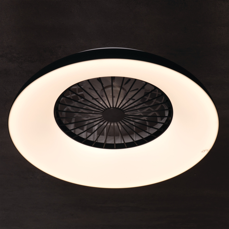 LED RGBW Luminária de teto dimerizável com ventoinha PLAVE PAN LED/48W/230V 3000-6500K Ø 60 cm preta + controlo remoto