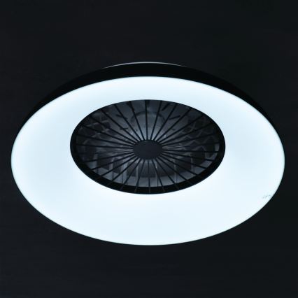 LED RGBW Luminária de teto dimerizável com ventoinha PLAVE PAN LED/48W/230V 3000-6500K Ø 60 cm preta + controlo remoto