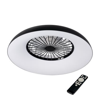 LED RGBW Luminária de teto dimerizável com ventoinha PLAVE PAN LED/48W/230V 3000-6500K Ø 60 cm preta + controlo remoto