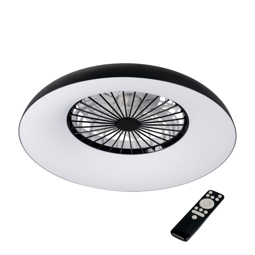 LED RGBW Luminária de teto dimerizável com ventoinha PLAVE PAN LED/48W/230V 3000-6500K Ø 60 cm preta + controlo remoto