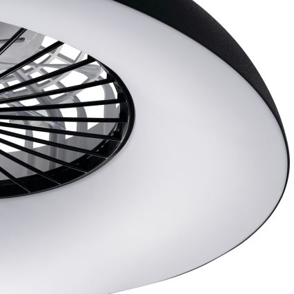 LED RGBW Luminária de teto dimerizável com ventoinha PLAVE PAN LED/48W/230V 3000-6500K Ø 60 cm preta + controlo remoto