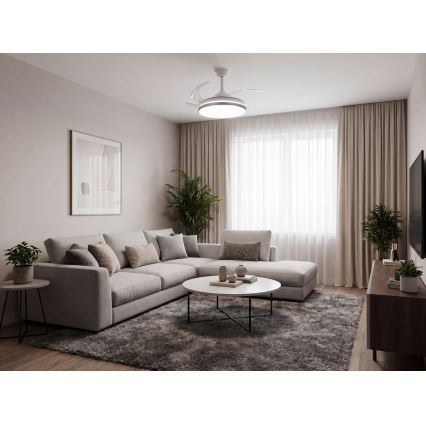 Luminária de tecto LED dimável com ventoinha PLAVE LED/36W/230V 3000-6500K prateado/branco + comando remoto