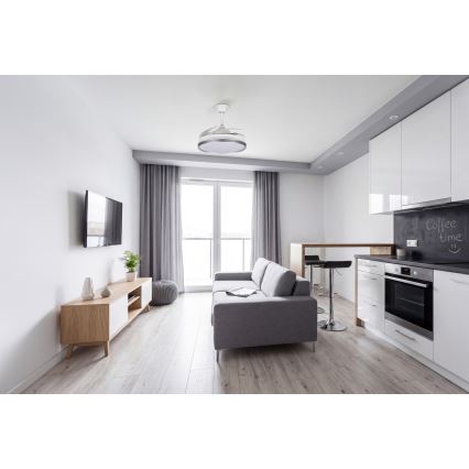 Luminária de tecto LED dimável com ventoinha PLAVE LED/36W/230V 3000-6500K prateado/branco + comando remoto