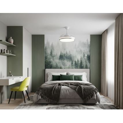 Luminária de tecto LED dimável com ventoinha PLAVE LED/36W/230V 3000-6500K prateado/branco + comando remoto