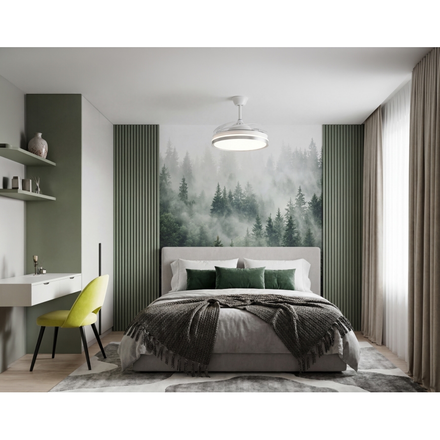 Luminária de tecto LED dimável com ventoinha PLAVE LED/36W/230V 3000-6500K prateado/branco + comando remoto