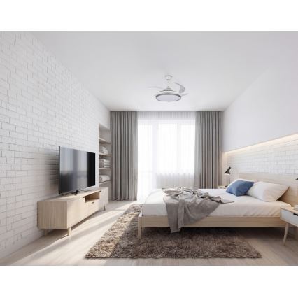 Luminária de tecto LED dimável com ventoinha PLAVE LED/36W/230V 3000-6500K prateado/branco + comando remoto