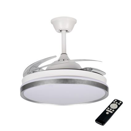 Luminária de tecto LED dimável com ventoinha PLAVE LED/36W/230V 3000-6500K prateado/branco + comando remoto