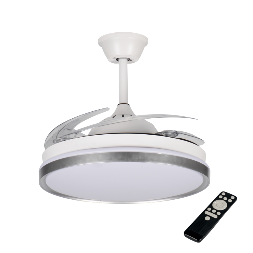 Luminária de tecto LED dimável com ventoinha PLAVE LED/36W/230V 3000-6500K prateado/branco + comando remoto