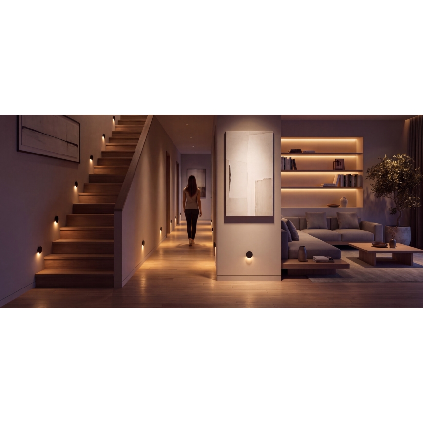 Candeeiro de escada LED MAGNIK LED/1,7W/230V 2700/3300/3900/4600/5700K preto redondo