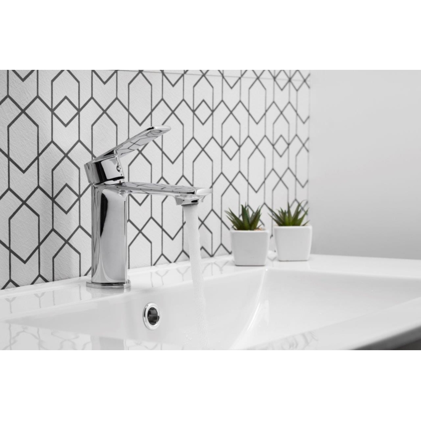 KFA Armatura 4422-815-00 - Torneira do lavatório + resíduos com descarga AGAT 15,2 cm cromado brilhante