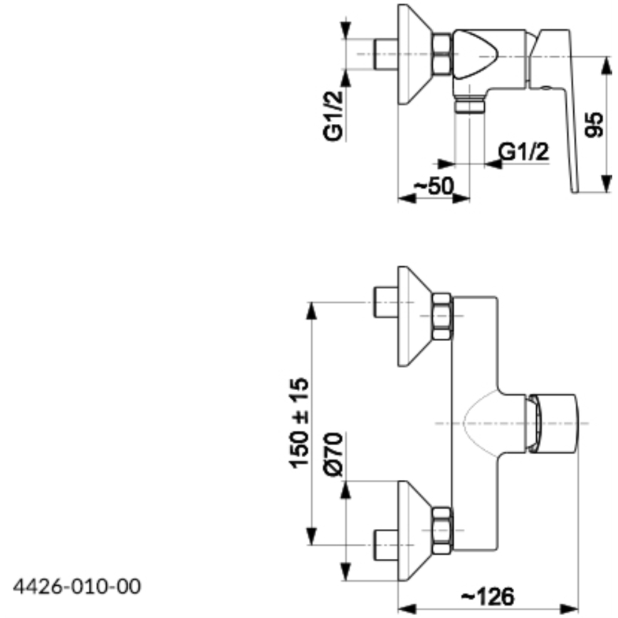 KFA Armatura 4426-010-00 - Torneira de duche AGAT cromado brilhante