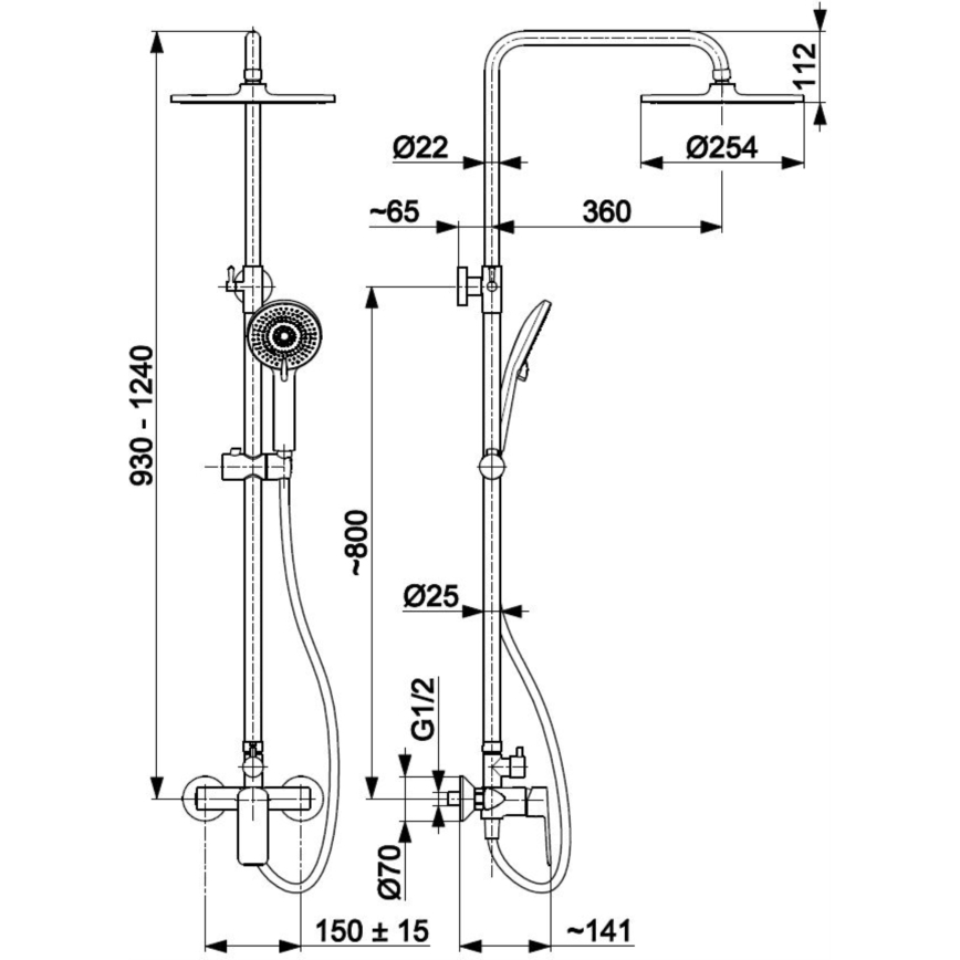 KFA Armatura 4426-910-00 - Conjunto de chuveiro com torneira AGAT cromado brilhante