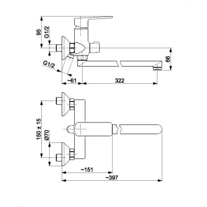 KFA Armatura 4428-715-00 - Conjunto para casa de banho com torneira AGAT cromado brilhante
